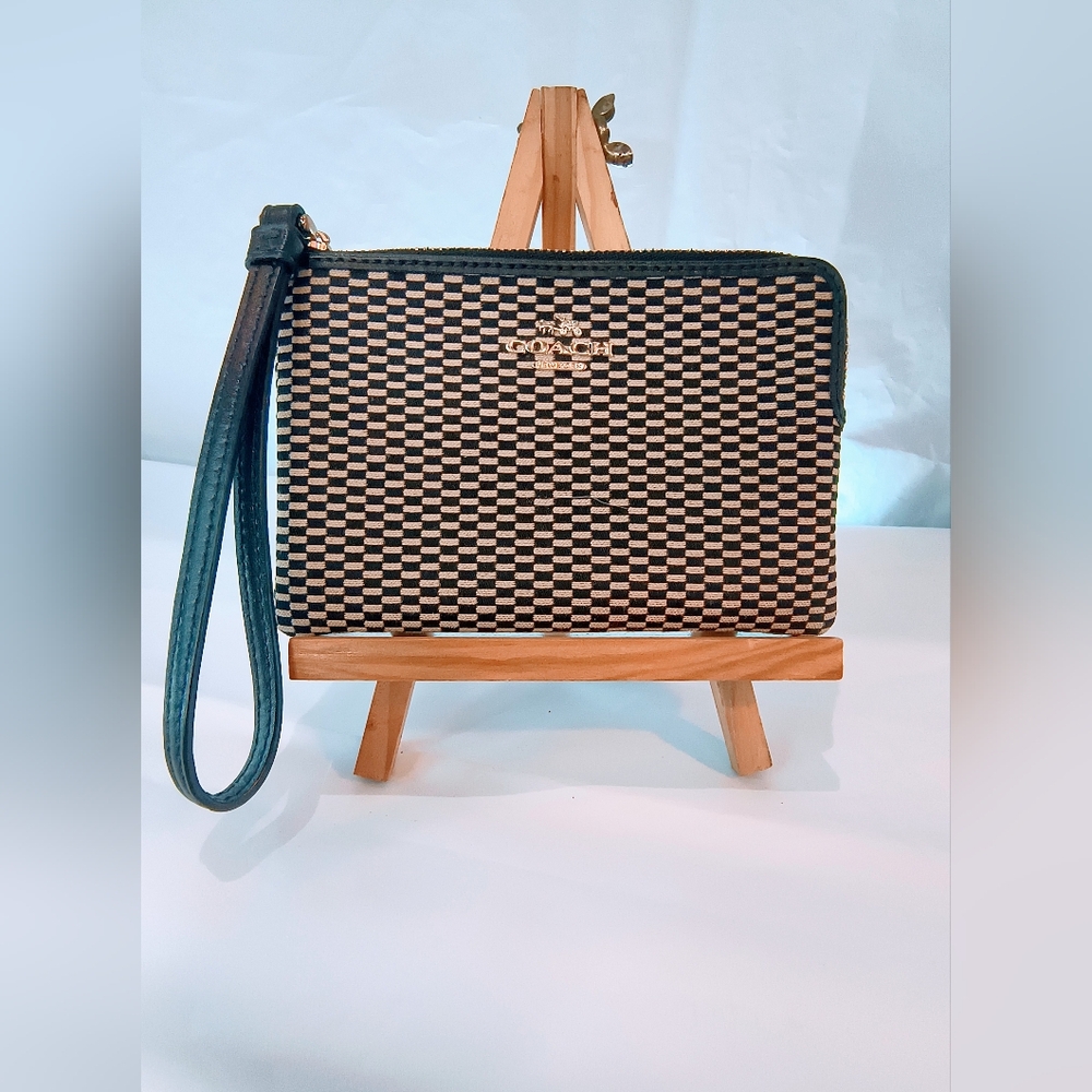 COACH Legacy Jacquard Corner Zip Wristlet, Style F13311‎